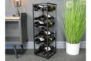 Modern Industrial Floor Standing 12 Wine Bottle Holder