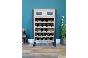 Brand new in! Modern Industrial Mango Wood Wine Cabinet